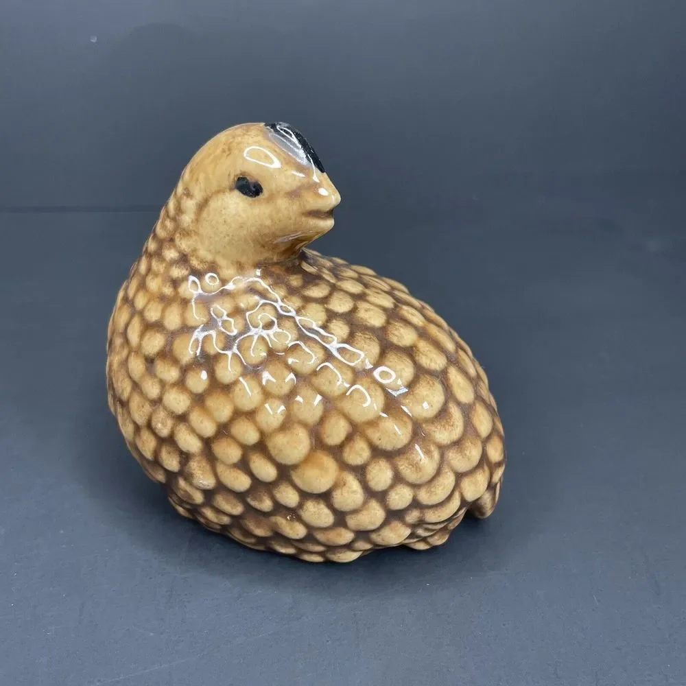 Vintage Brown Quail Looking‎ Down It's back Decorative Figurine Marked ES